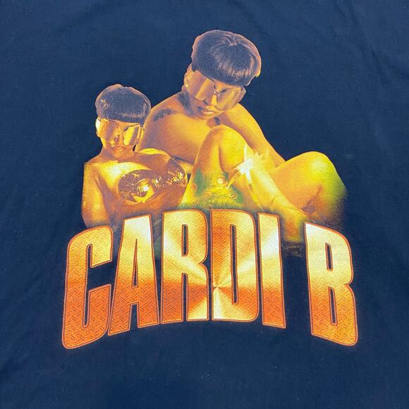 Cardi B Gold Logo Washed T Shirt Men's 2XL Hip Hop Rap - Picture 2 of 7